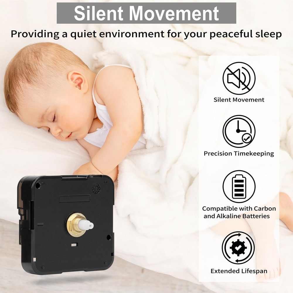 Koosome 2 Pack Quartz Clock Movement Replacement, Battery Operated Black