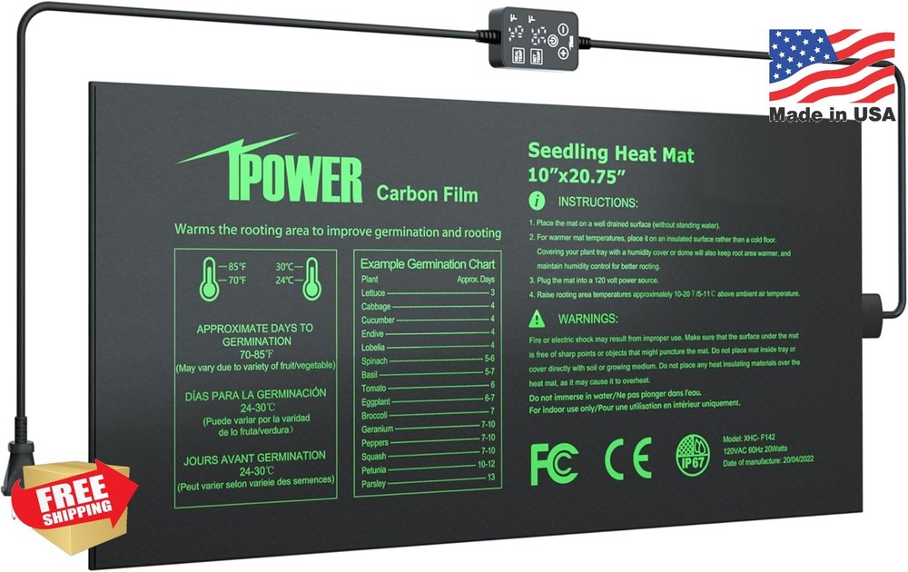 iPower Seedling Heat Mat 10 with Dual Digital Temperature Controller