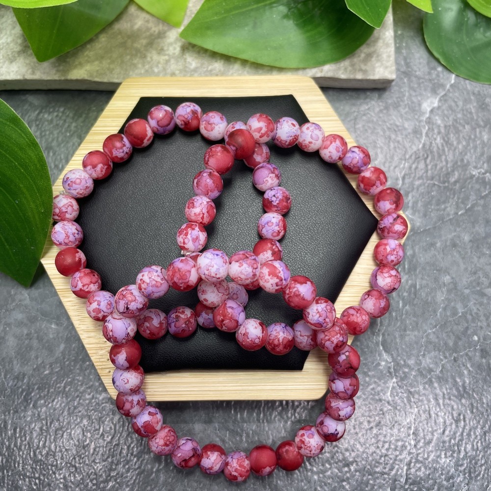 3 PC Handmade Bead Beaded Stackable 7” Plus Stretch Bracelet New C1541