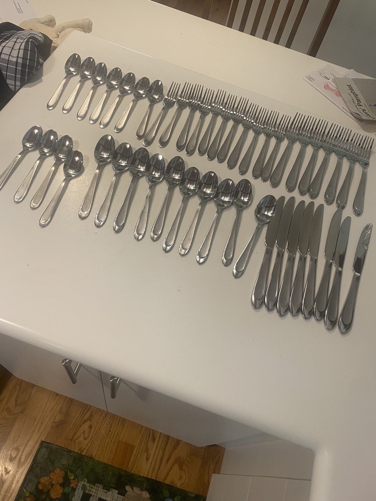 Oneida Sand Dune Silver 47 Piece Stainless Flatware Set