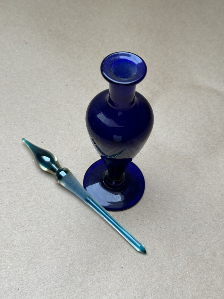 Lundberg Studios Cobalt Blue Feather Perfume Bottle