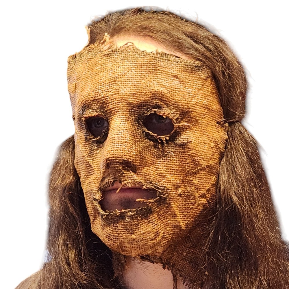 Scarecrow Sack Killer Half Mask, Halloween Horror Mask - Handmade