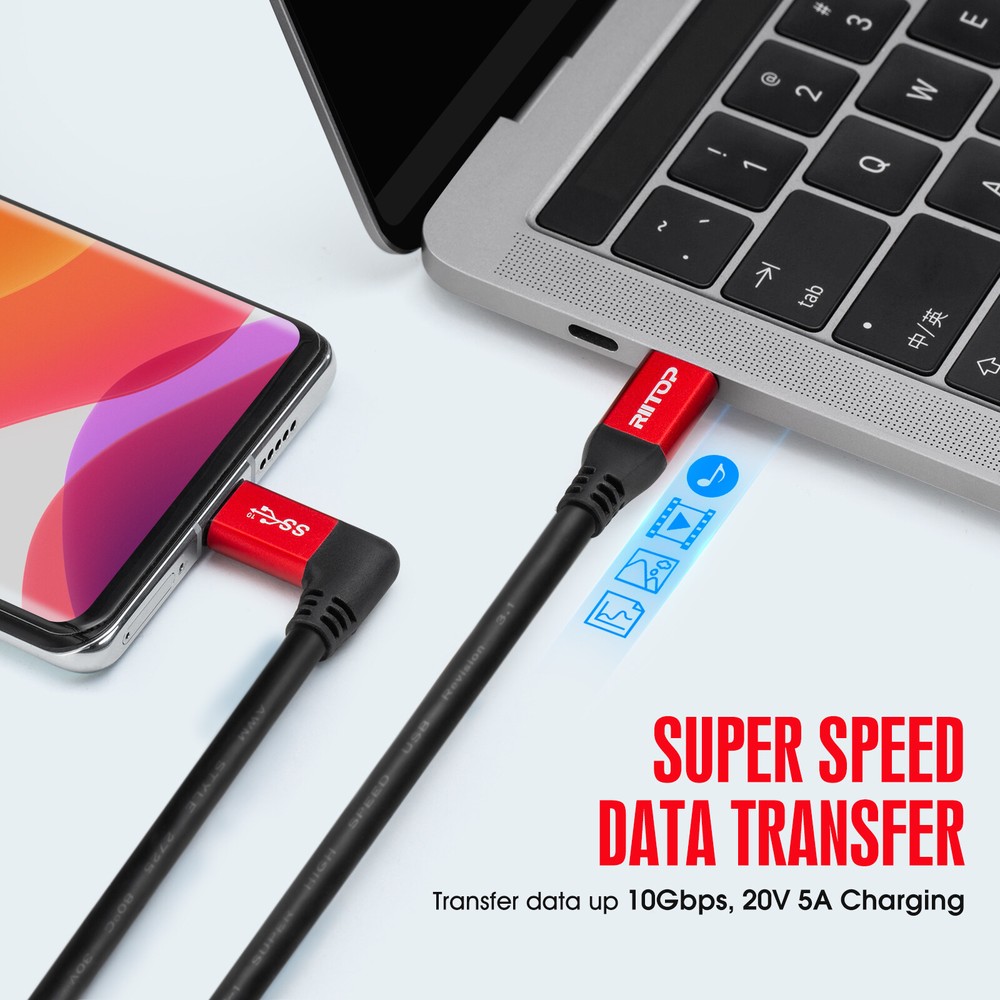 USB C to USB C Cable 100W 10Ft,USB 3.1 10Gbps Data Sync,4K Video for Macbook Pro