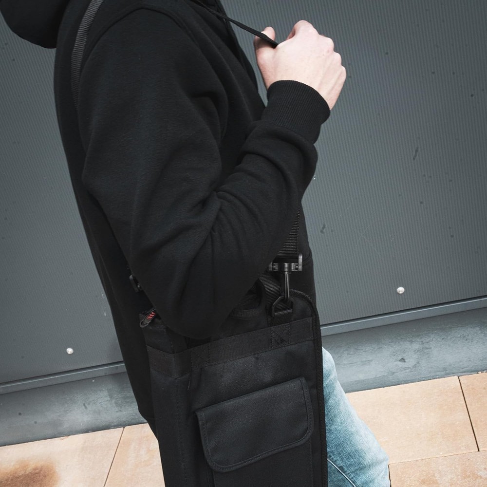 Heavy-Duty Drumstick and Accessory Bag with Adjustable Shoulder Strap - Black
