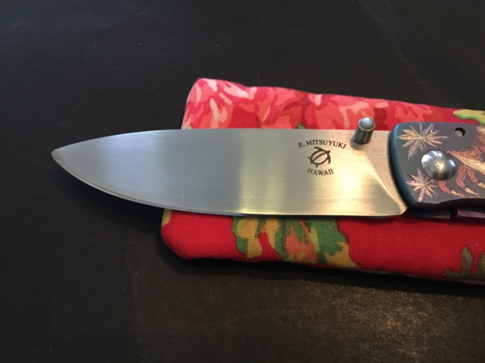 Custom Ross K. Mitsuyuki Engraved Ti Flipper Folder Folding Knife