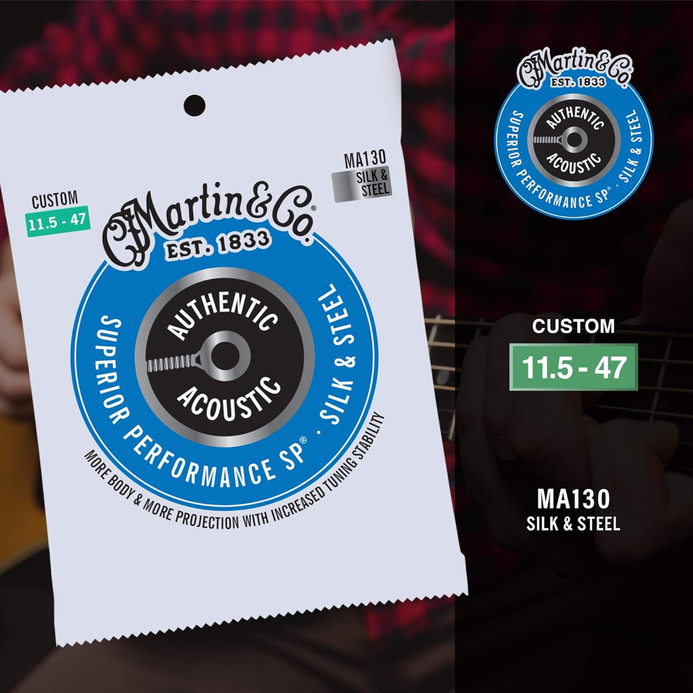 Authentic Acoustic Guitar Strings Superior Performance Custom 11.5 47 Silk
