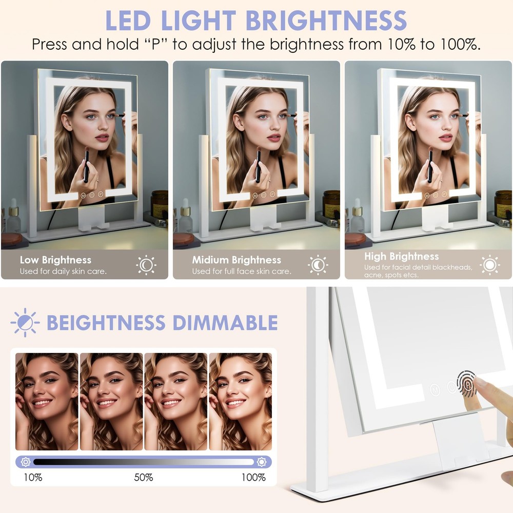 Makeup Mirror With Lights 360 Rotatable 15X Spot Mirror Touch Sensor AC Power