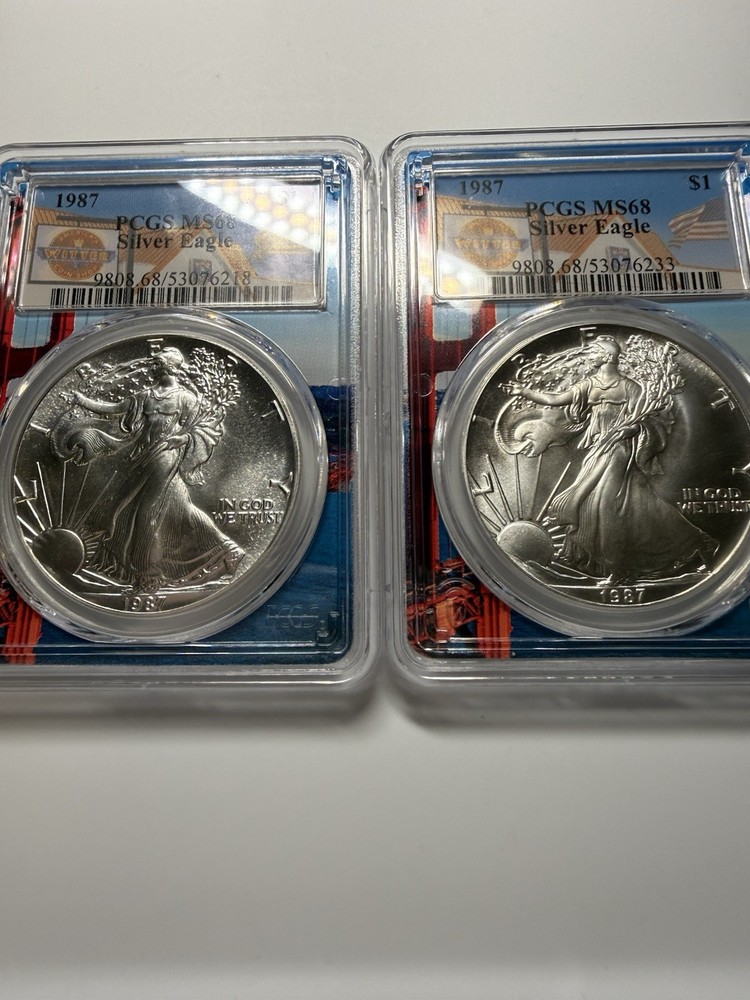 Silver Eagle MS68 1987 $1 PCGS Wittercoin Label Coin