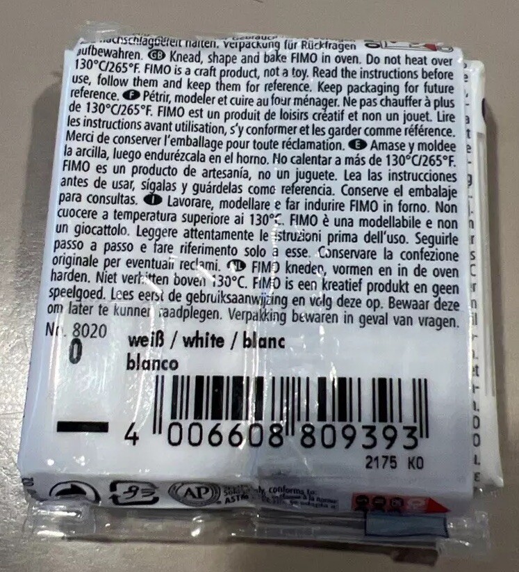 FIMO SOFT CLAY 57GM WHITE