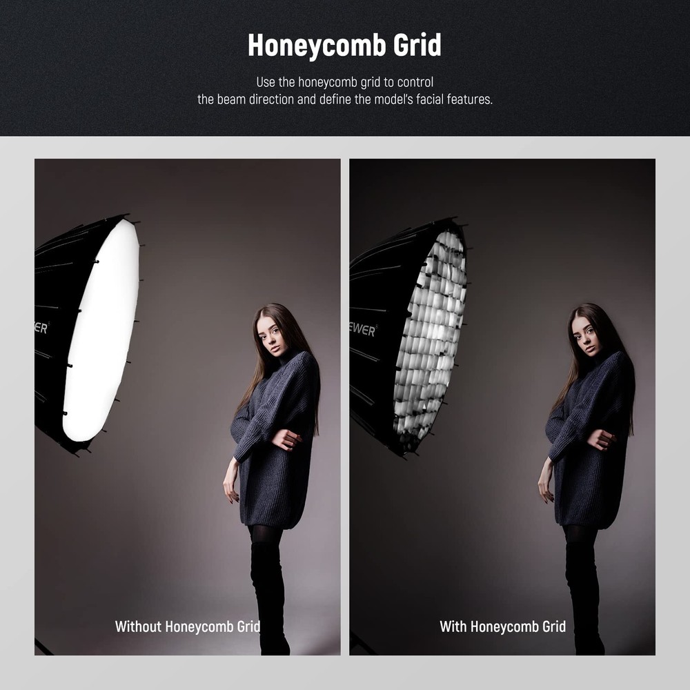 Neewer 85cm Parabolic Softbox Quick Set up & Folding, with Diffusers and Bag✅