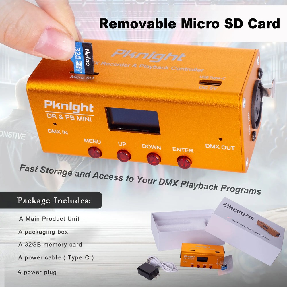 Pknight DMX Recorder and Playback Controller 1 universe DR & PB MINI