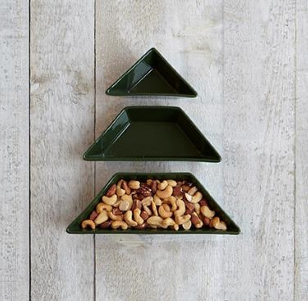 Harman 3 Pc Tree Shape Divided Serving Candy Nut Side Christmas Dish
