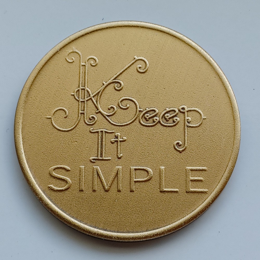 AA Keep It Simple with Serenity Prayer AA Bronze Medallion Coin in Script - NEW