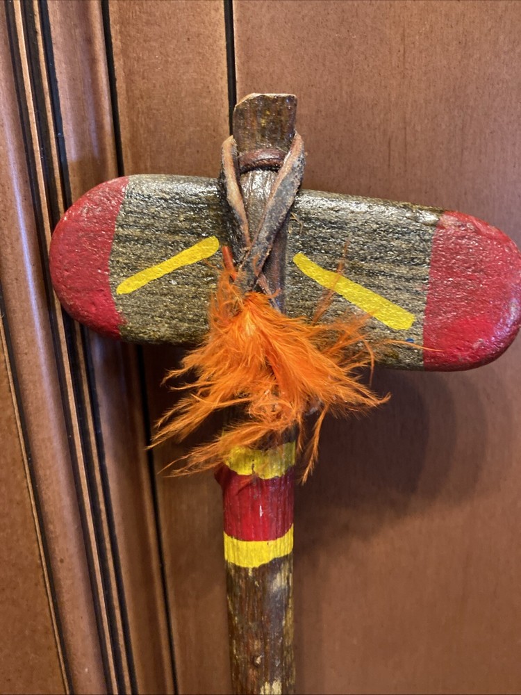 Stone Head Tomahawk Native American War Paint Feathers