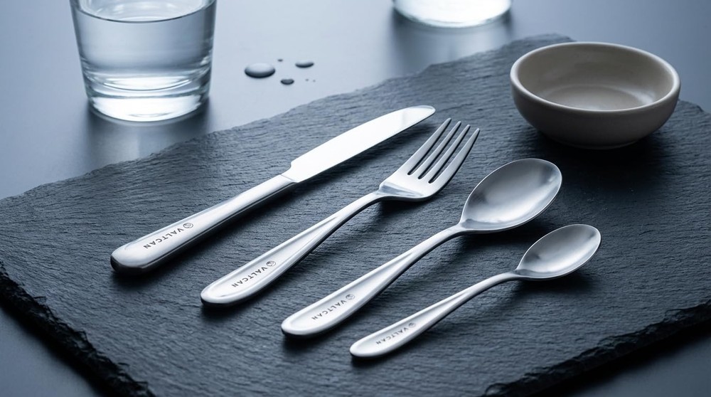 Titanium Grade 1 Dinnerware 4 Piece Set Fork Spoon Knife Teaspoon Kitchen Fla...