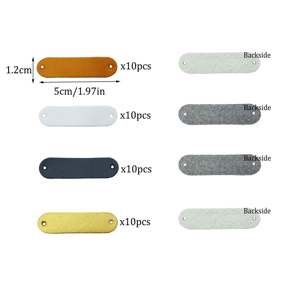 40 Pieces PU Leather Label Blank Tag Tags 5x1.2cm, Style
