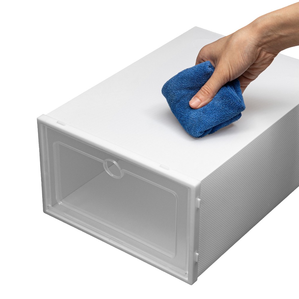 20pcs Large Plastic Shoe Storage Boxes Drawer Stackable Foldable Organiser Clear