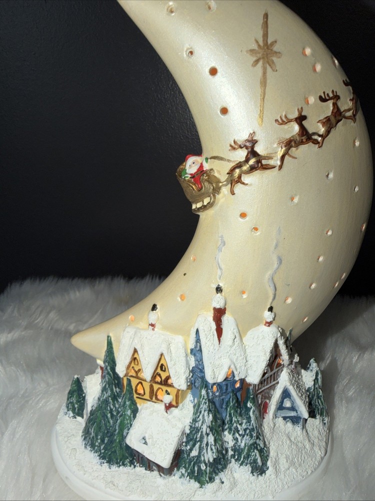 Vintage Hand-painted Moon Ceramic Christmas Night Light