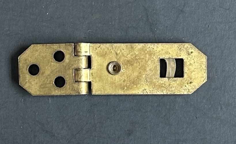 #1979–Antique Vintage Solid Brass Hasp Latch With Attached Hook 2 3/4” Long