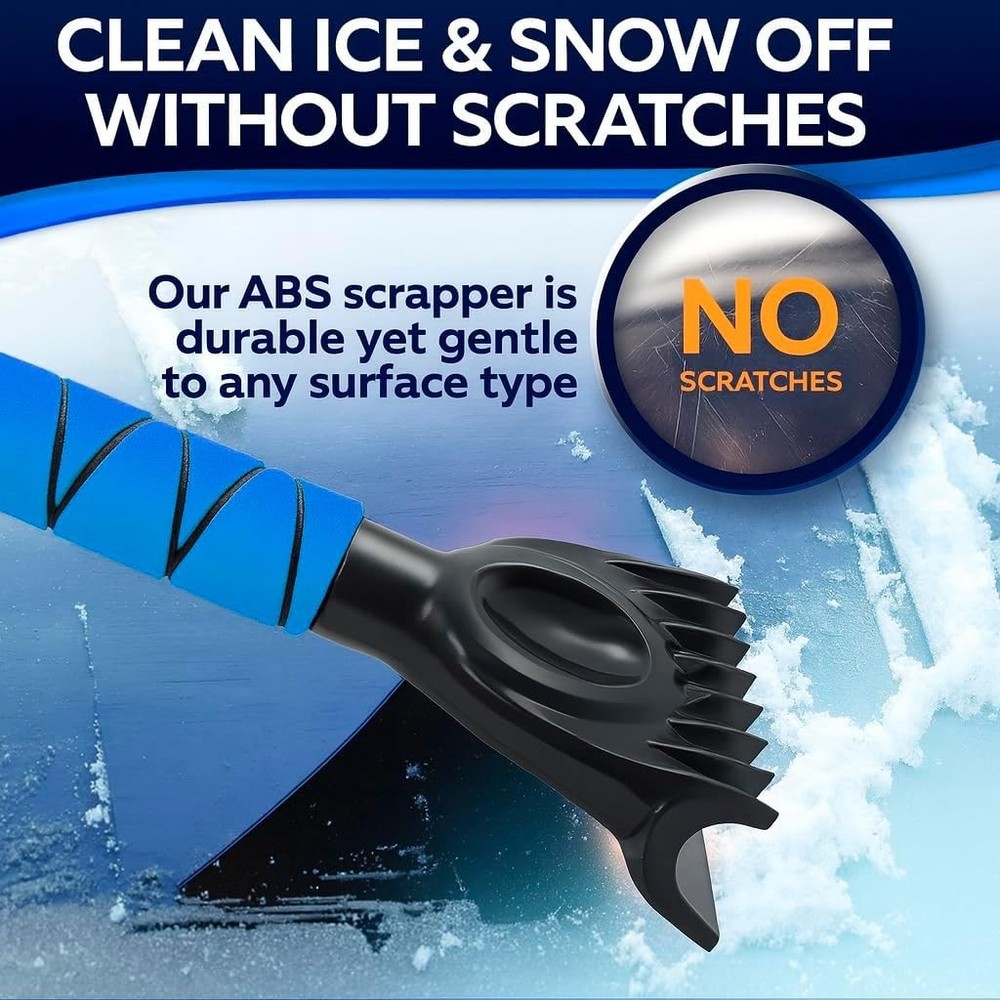 Extendable Ice Scraper for Windshield with Detachable Brush - Ergonomic Design