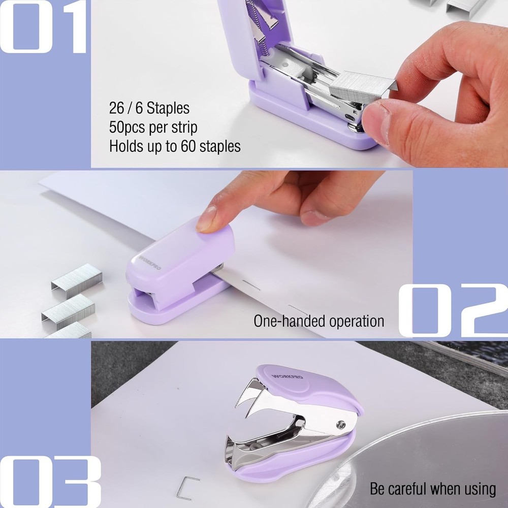 WORKPRO 3x Stapler Set 2x Mini Stapler 1PC Staple Remover 2000 Standard Staple