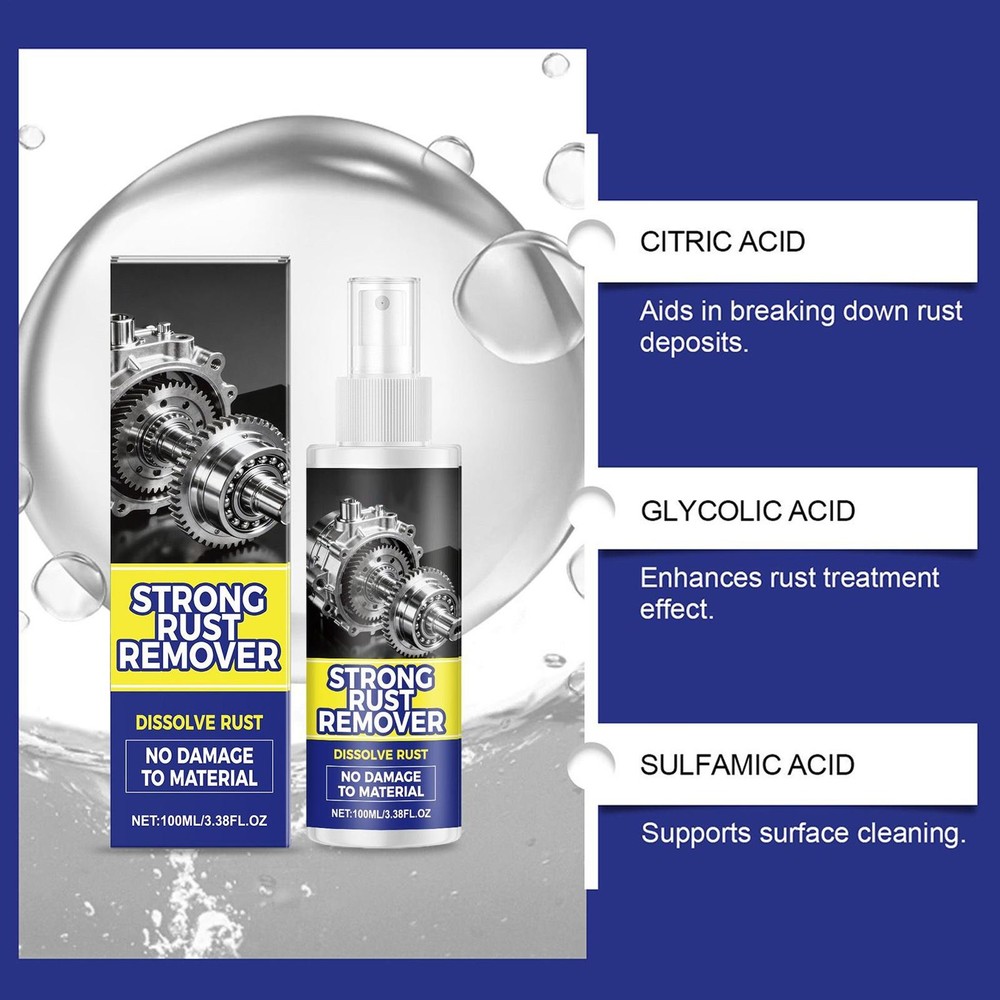 Universal Rust Remover Spray for Car Wheels Metal Surface Decontamination