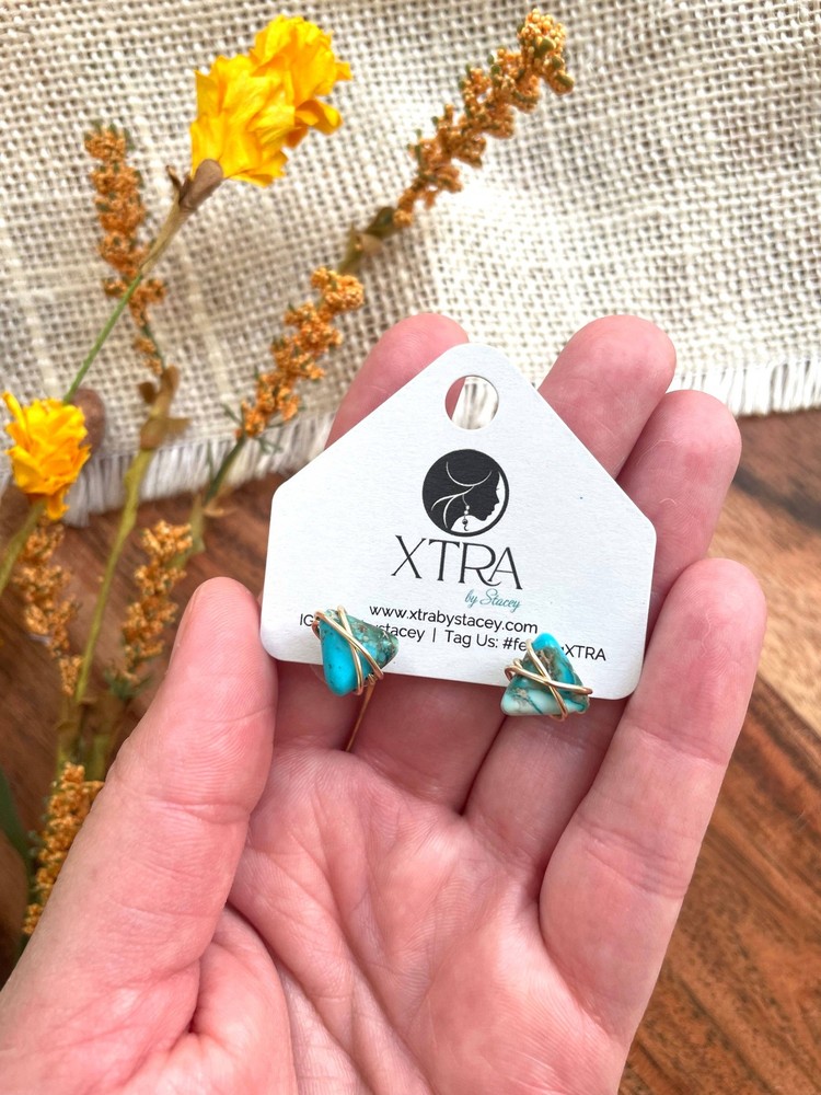 The Cleo Stud - Wire Wrapped Turquoise Jasper Gemstone Stud