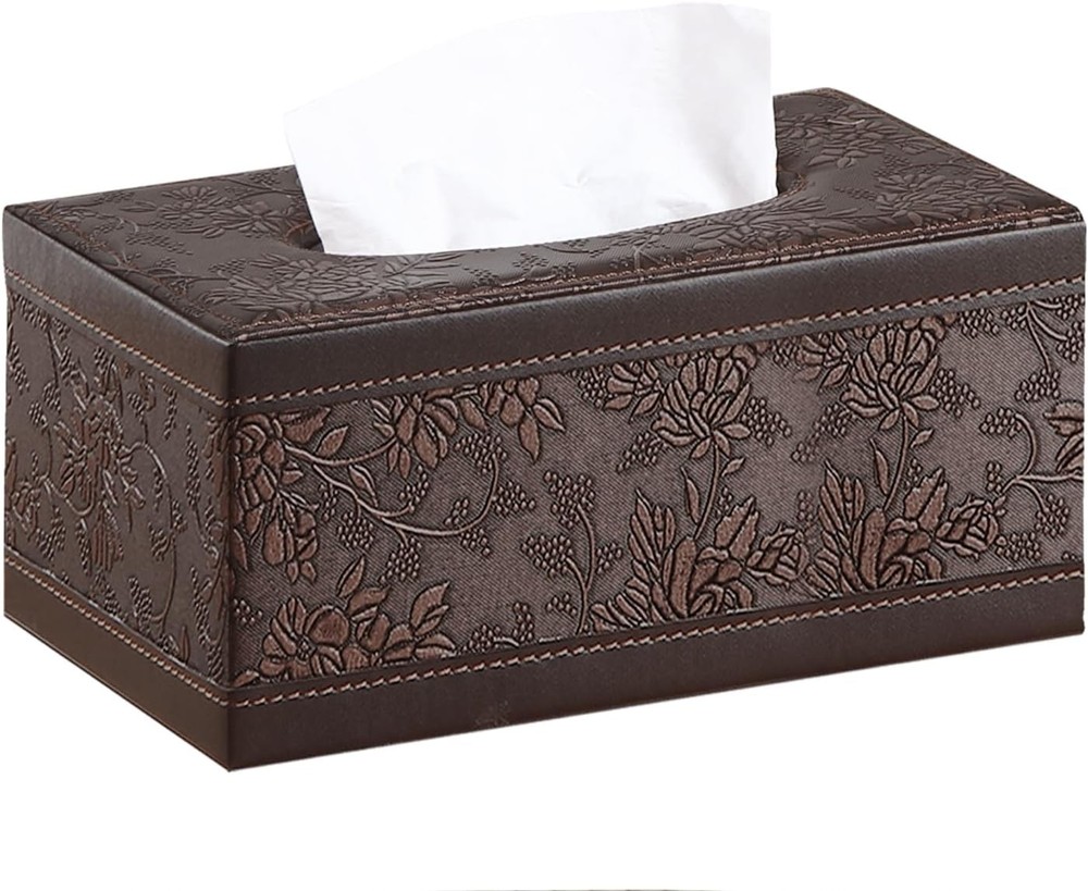 Leather Tissue Box Cover Rectangle,Tissues Holder A Retro-embroidery