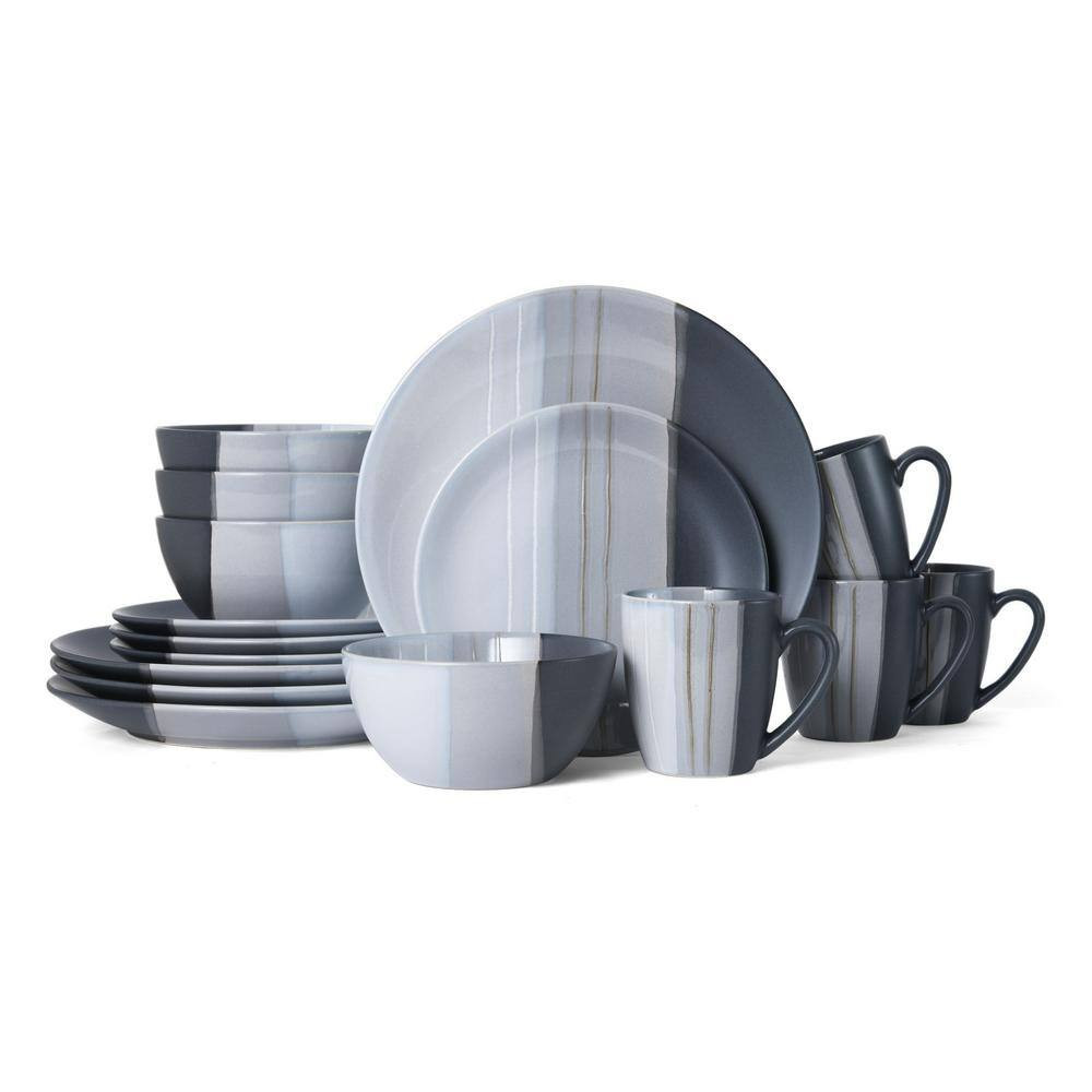 Parker Gray 16-Piece Stoneware Dinnerware Set (Service for 4)