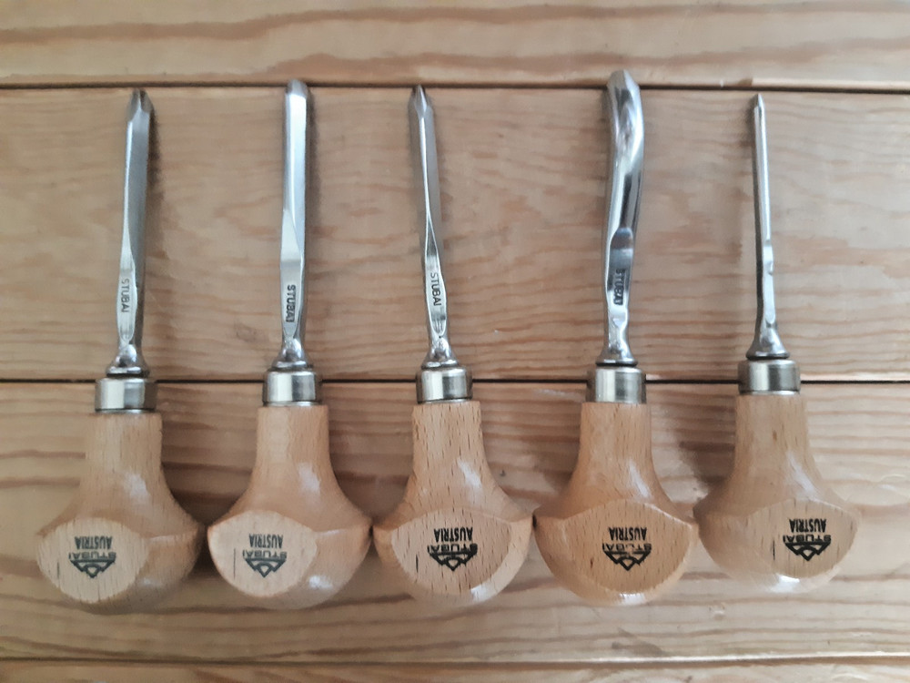 5x Stubai  Woodcarving Palm Gouges