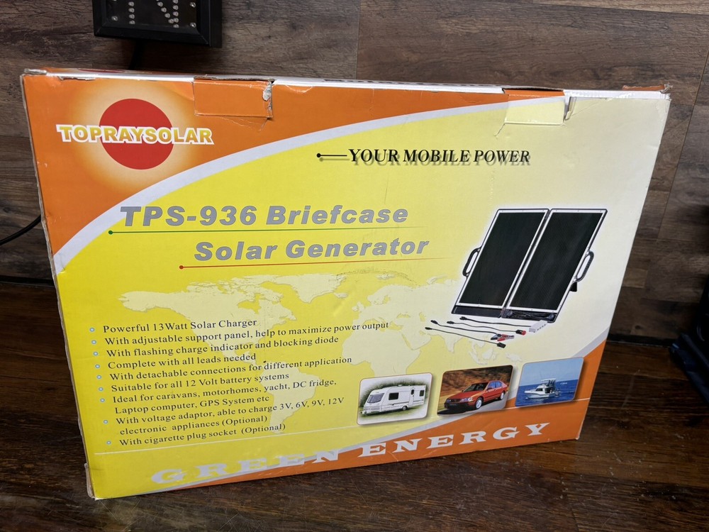 To Pray Solar TPS-936 13 Watt 12 volt Briefcase Solar Panel NEW OPEN BOX