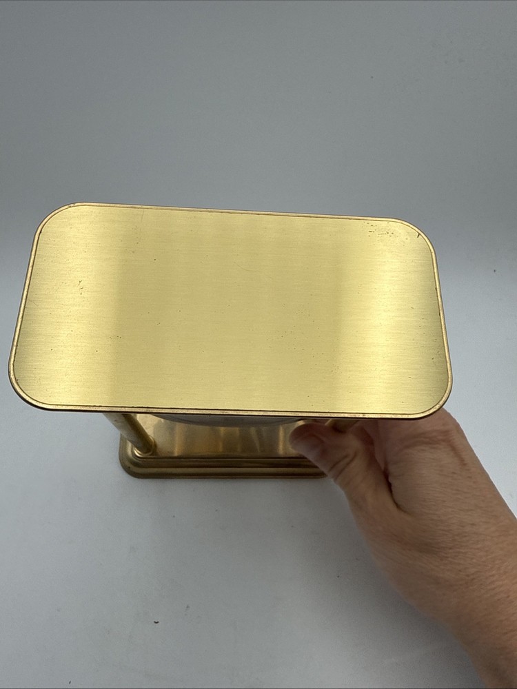 Vintage BULOVA Shelf or Table Quartz Bright Brass Clock