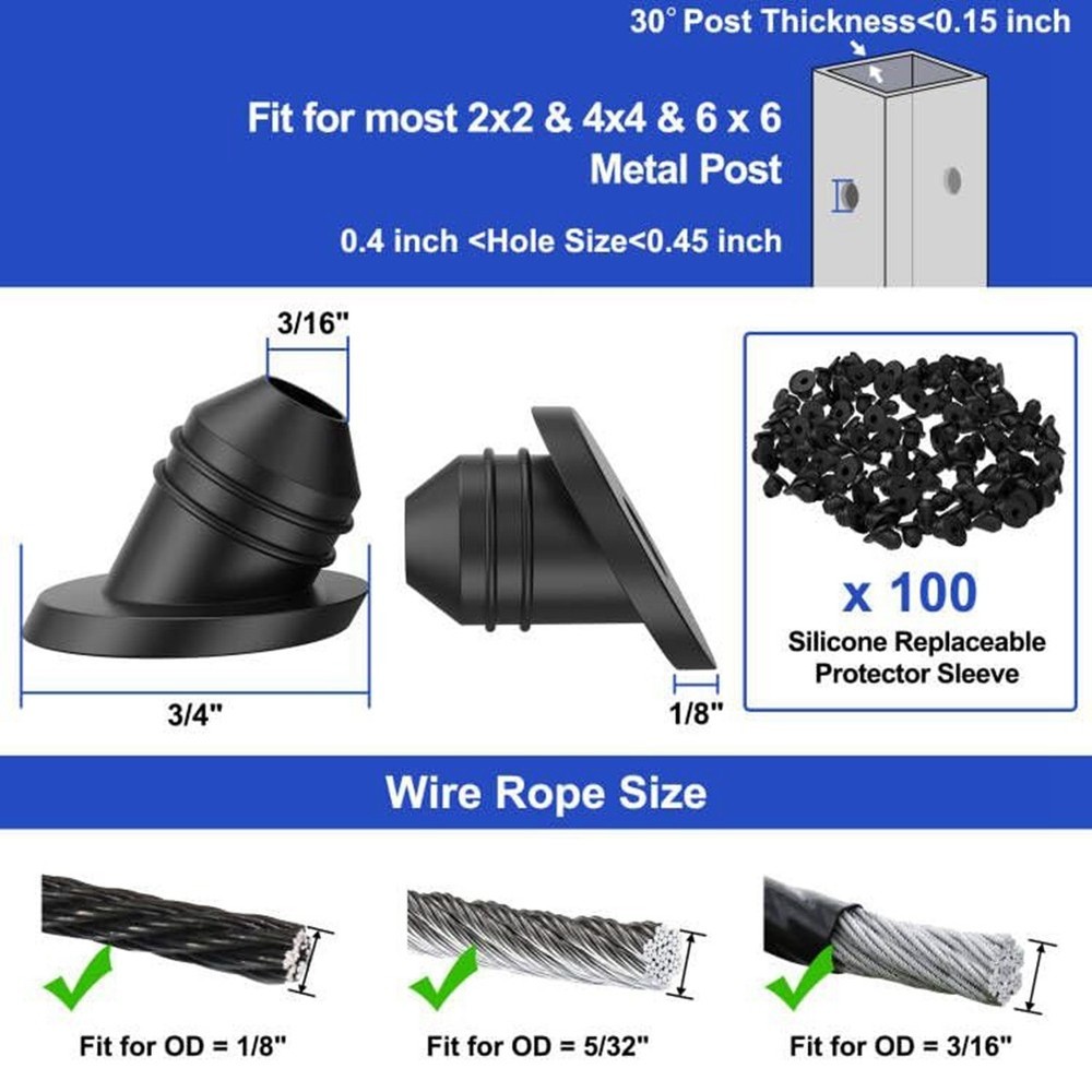 Cable Railing Cable Railing Fitting 1/8" 30 Degree Cable Railing Grommets Q8G1