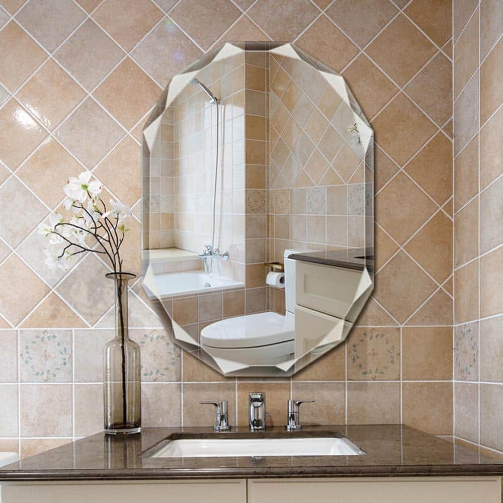 ELLO&ALLO 30" W x 36" H Rectangular Frameless Beveled Edge Bathroom Mirror