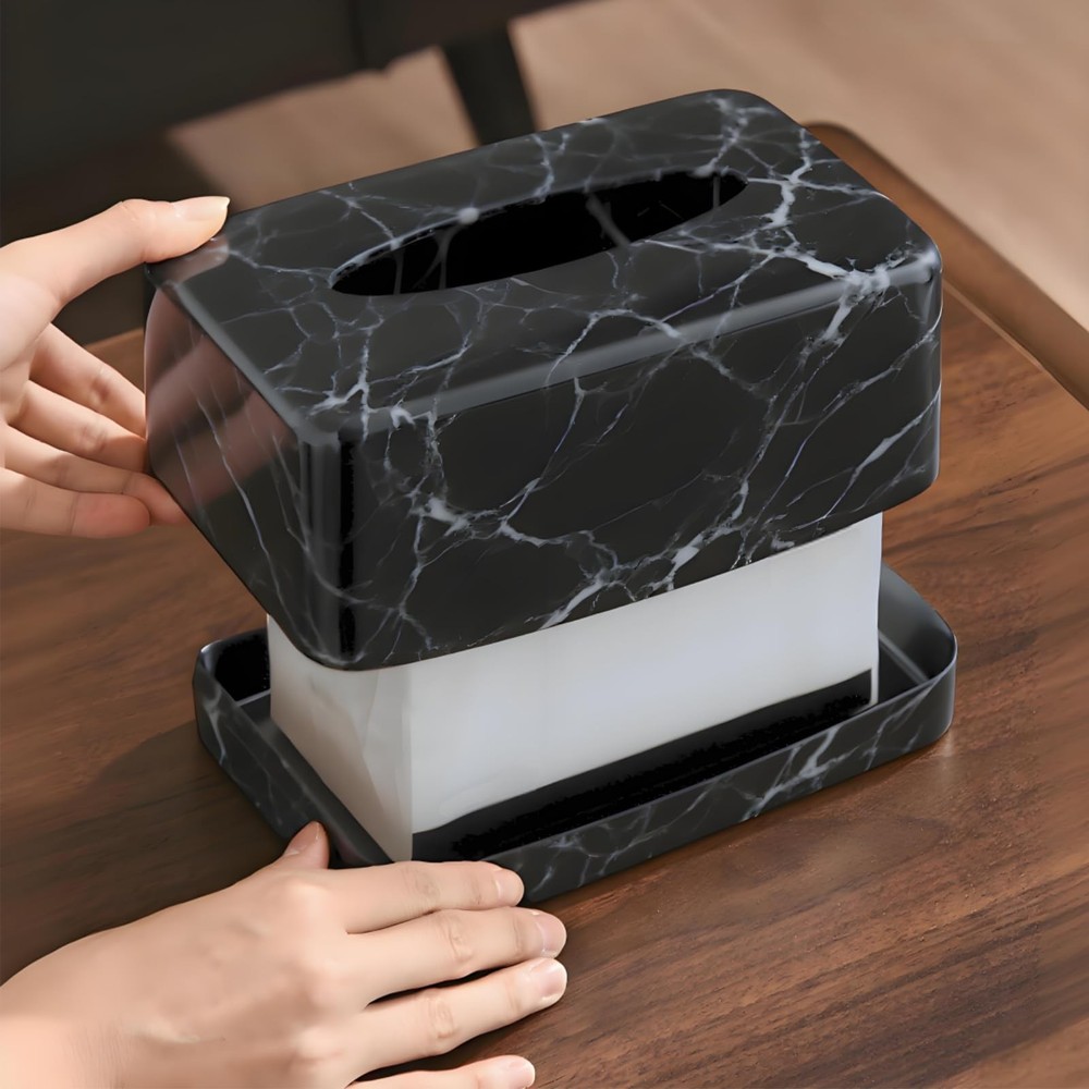 Nagpew Tissue Box Holder, Rectangular Napkin Dispenser Cover, Black