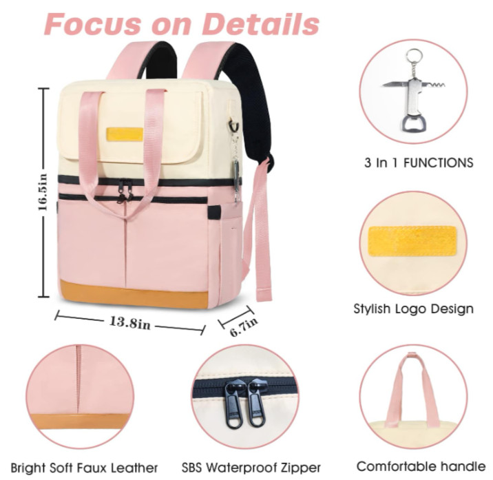 Mochila nevera impermeable con doble compartimento para 36 latas