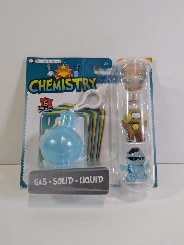Basher Science Series 1 Gas Solid Liquid Figurines W/ Game Cards & Keychain