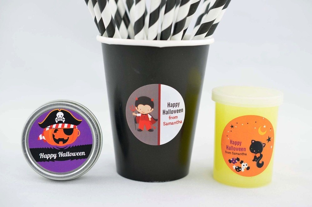 Trendy Witch - Halloween Personalized Round Stickers - 8 sizes available