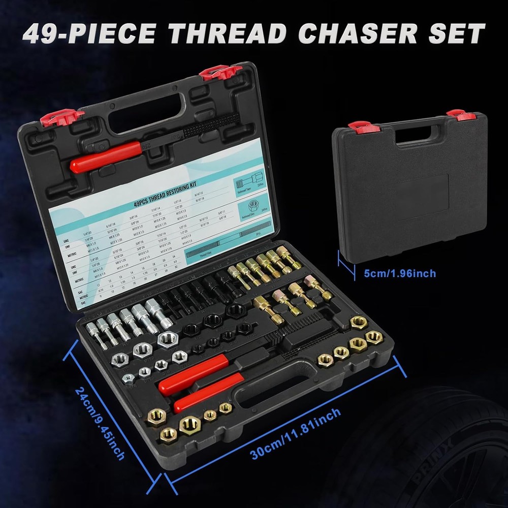49-Pieces Rethread Repair Tool, Master Thread Rethreading Kit UNC UNF & Metric T
