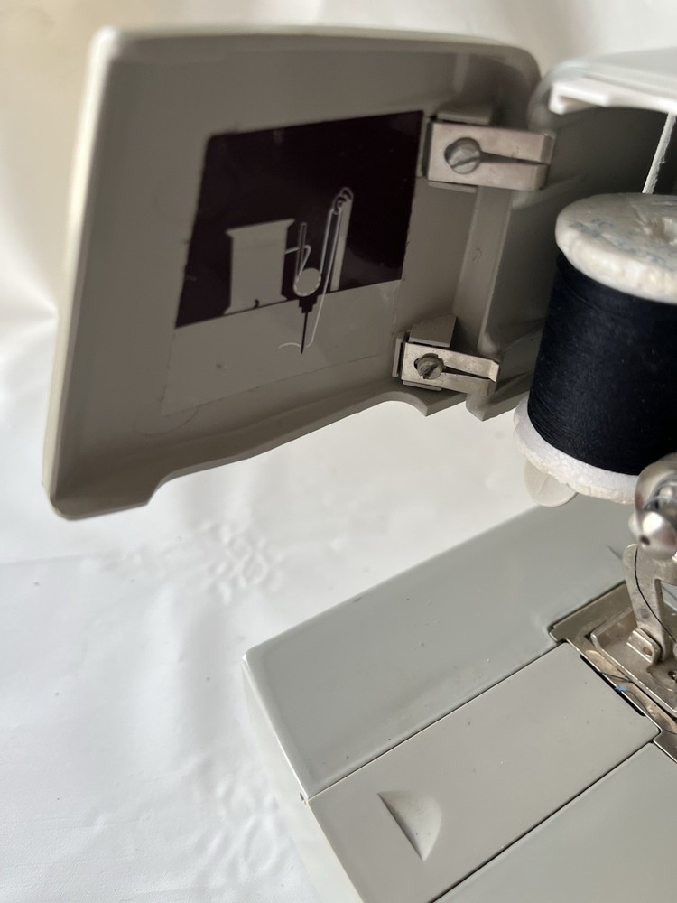 Vintage Singer Tiny Tailor Grey And Maroon Sewing Machine, Works!