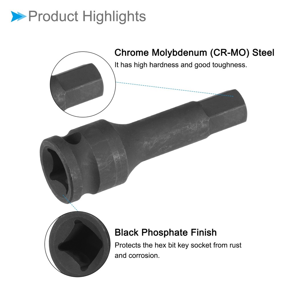 Impact Hex Bit Socket Set H4 - H12 Socket 3/8" Drive Cr-Mo Steel Metric Socket