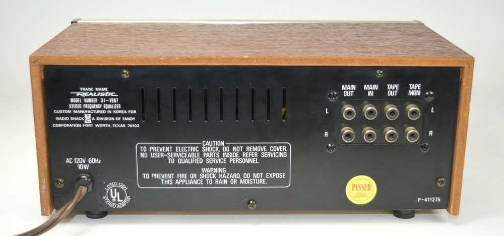 REALISTIC Stereo Frequency Equalizer Model # 31-1987 * Made in Korea