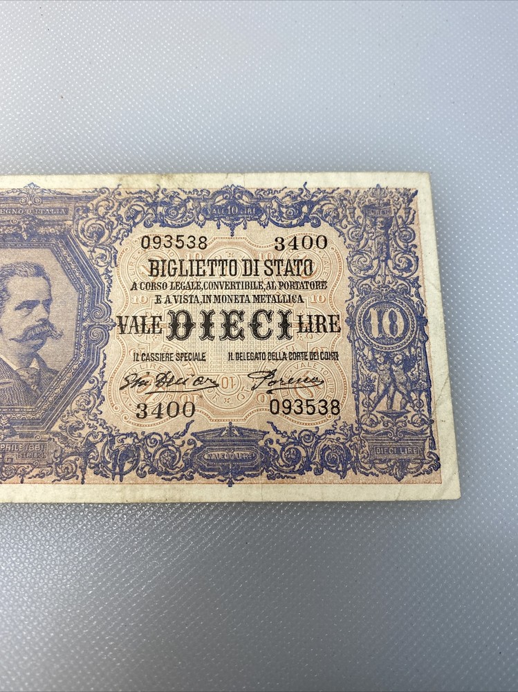 1918 italy 10 lire high grade note