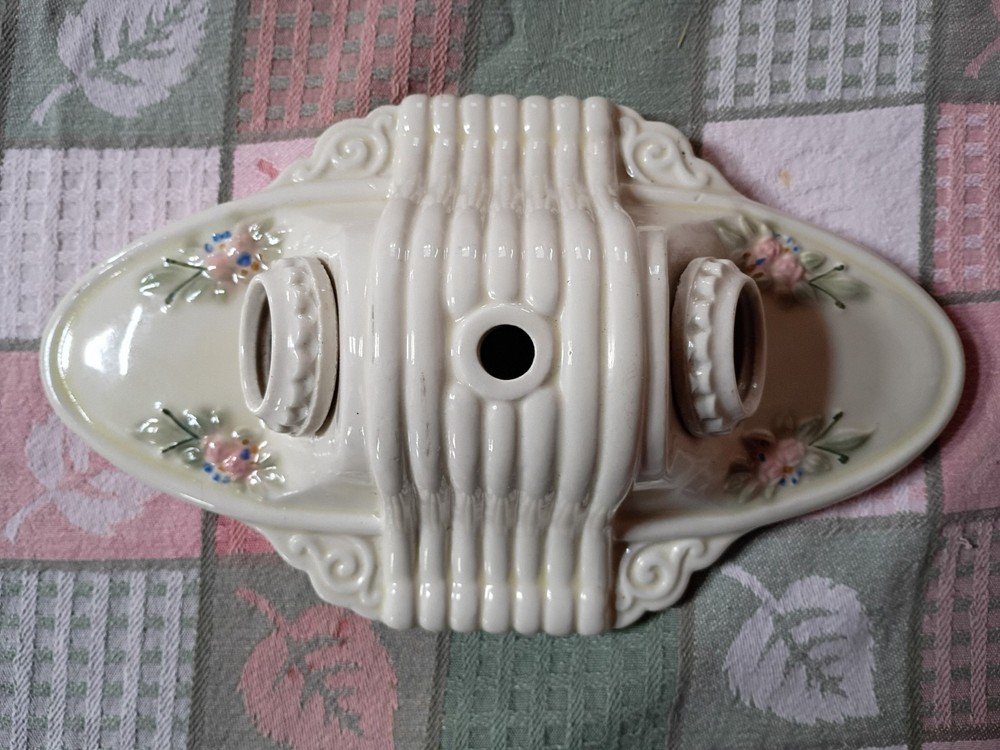 Antique Ceramic Double Bulb Wall Light Fixture NICE!