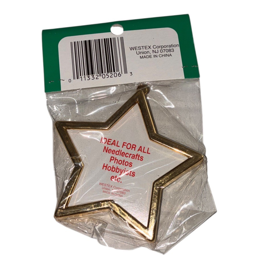Westex Star Shaped 2 Pc. Decorative Frames Gold Tone Needlework Photos Crafts