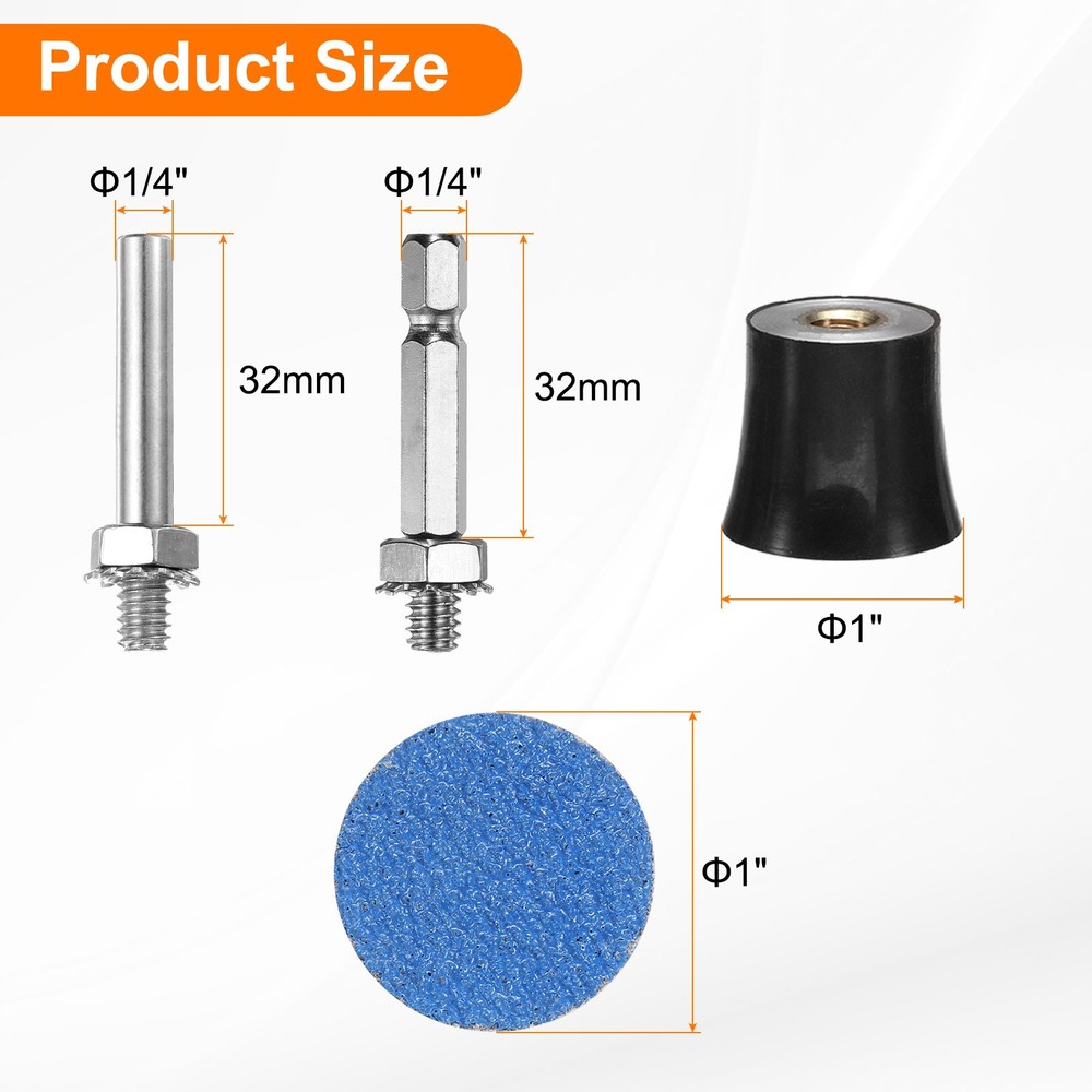 53pcs Quick Change Discs Set 1" Roll Lock Sanding Discs P60 with Disc Holder