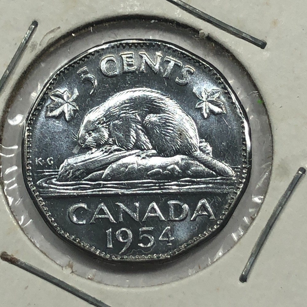 1954 Canada Uncirculated Proof-like Five Cent Foreign Coin #1512
