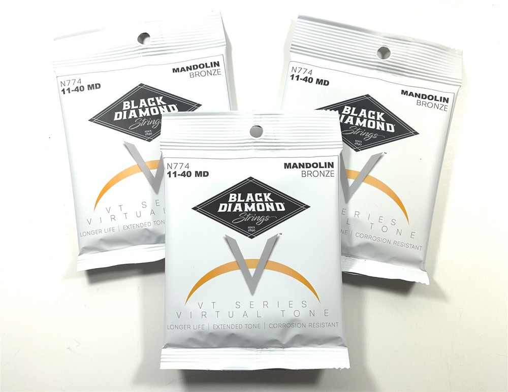 Black Diamond Mandolin Strings 3 Sets Phosphor Bronze Loop End .011-.040