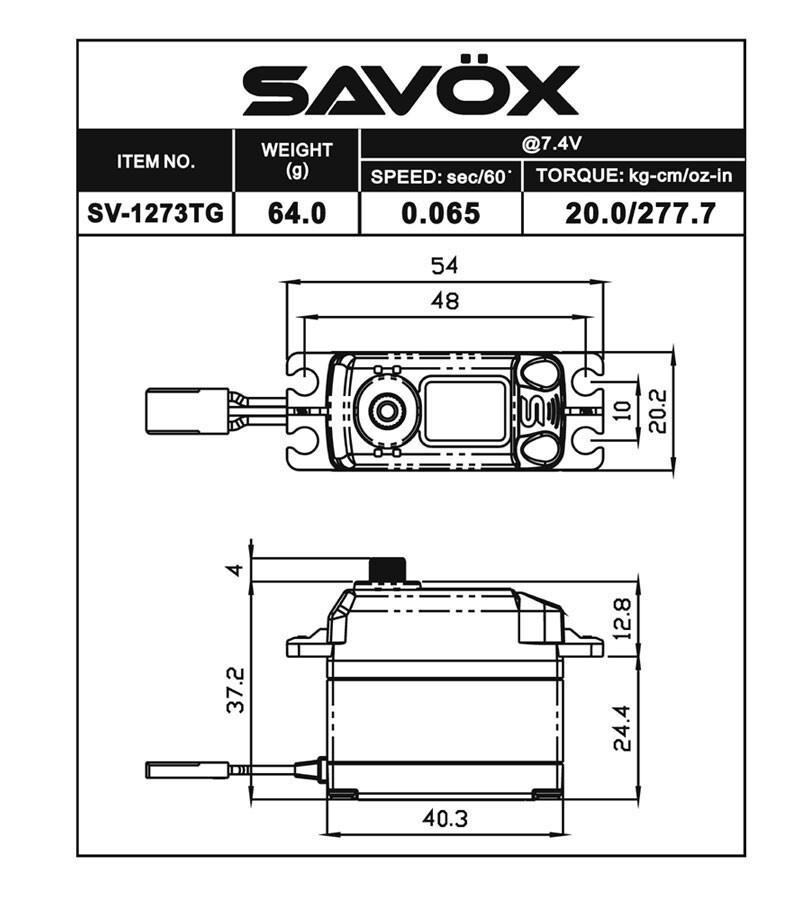 Savox High Voltage Coreless Digital Servo with Soft Start