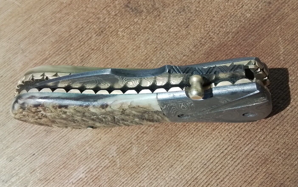 HAND FABRICATED RAM's HORN Custom Folding Knife